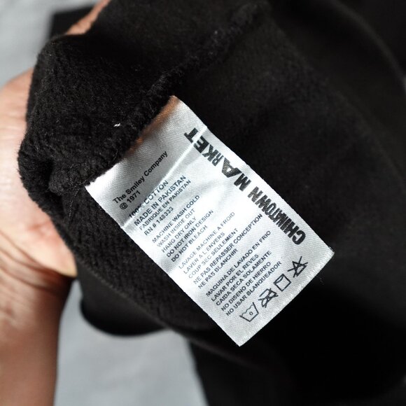 Chinatown Market Rhinestone Hoodie Mens Large Spellout Washed Black - Picture 6 of 10